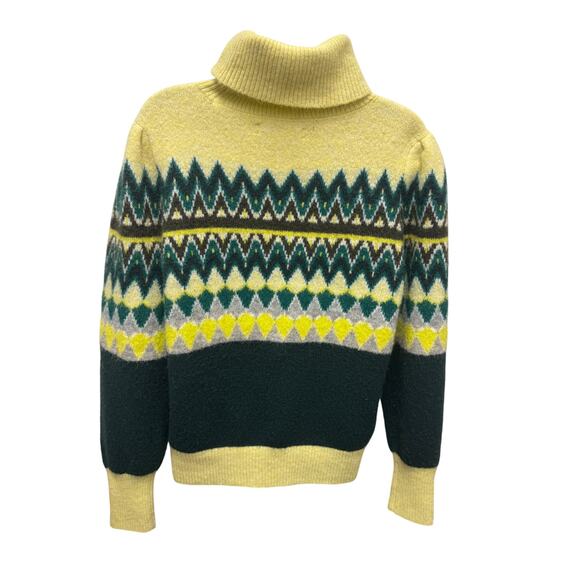 Loft Womens SZ M Soft knit Chevron Stitched Turtleneck Sweater Yellow green - Picture 5 of 5